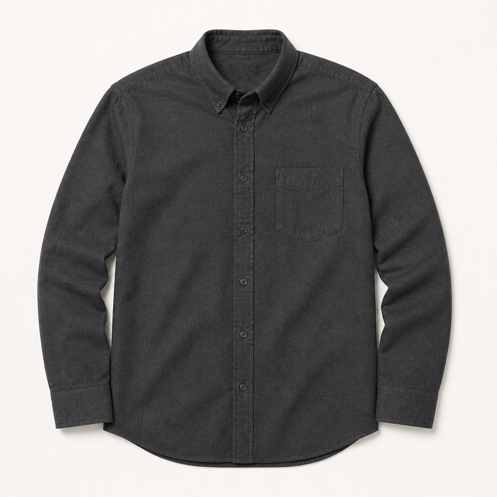 Bram — Brushed Flannel Shirt — Charcoal