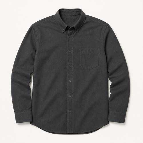 Bram — Brushed Flannel Shirt — Charcoal
