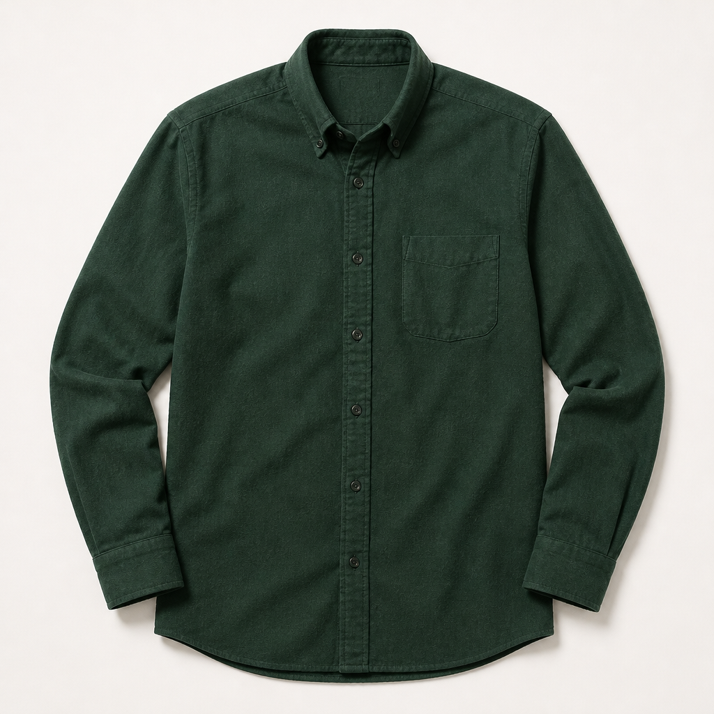 Bram — Brushed Flannel Shirt — Forest