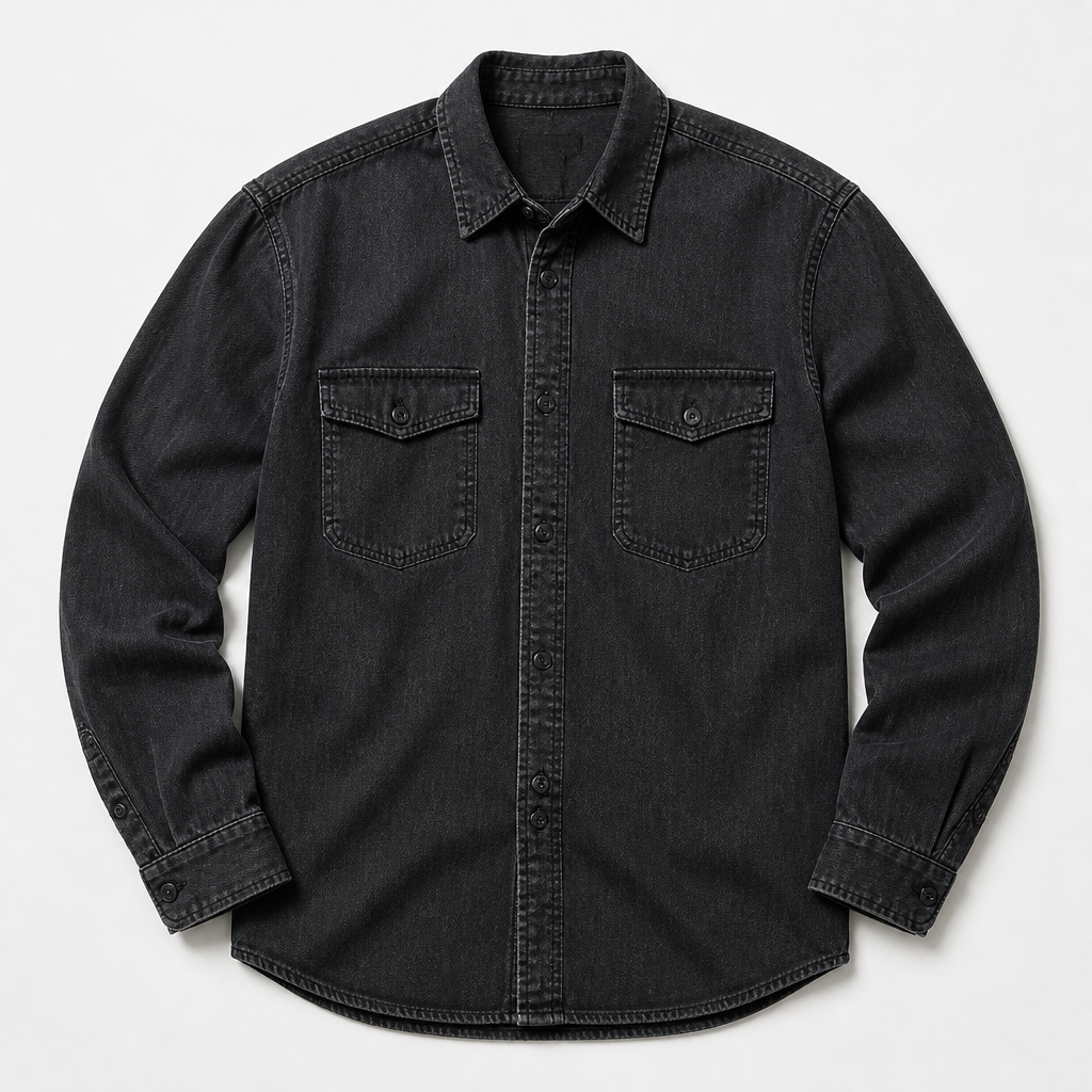 Cassius — Denim Shirt — Washed Black