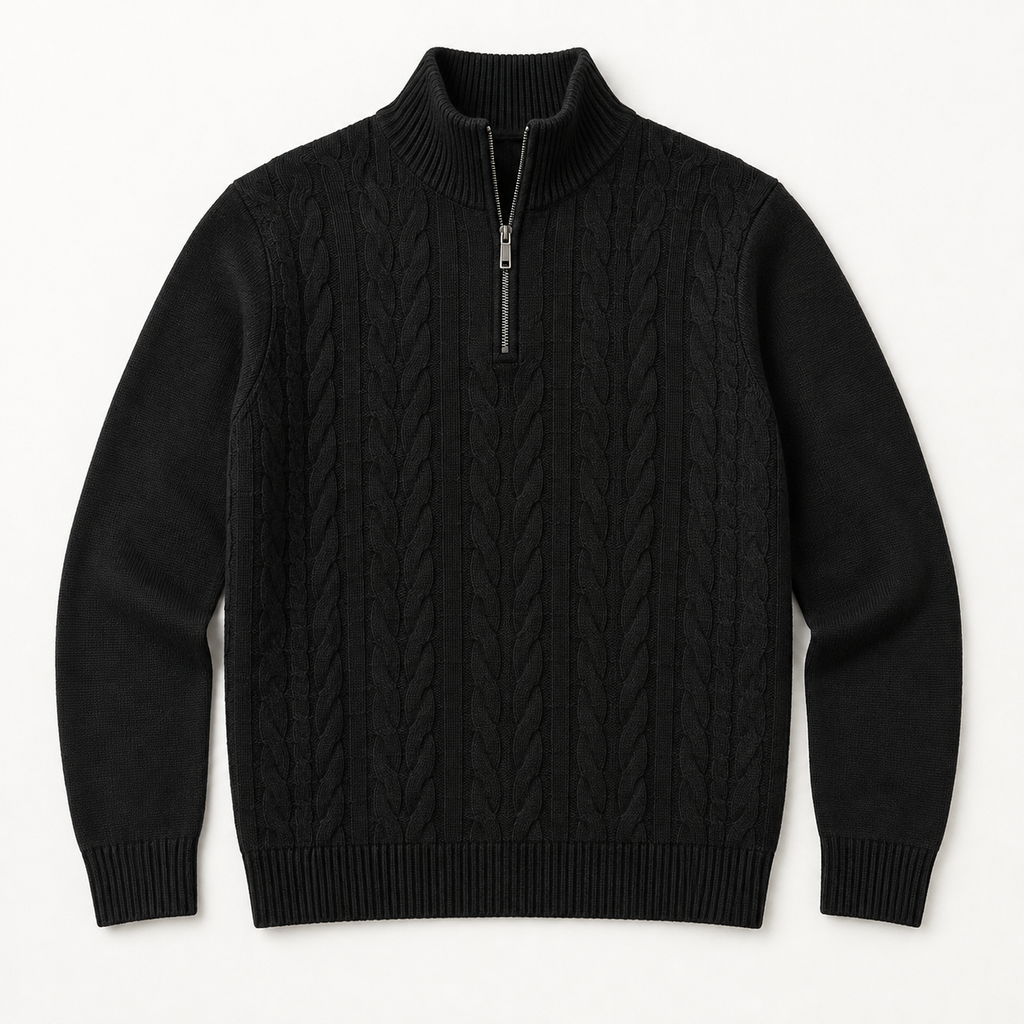 Dalton — Cable Half-Zip — Black