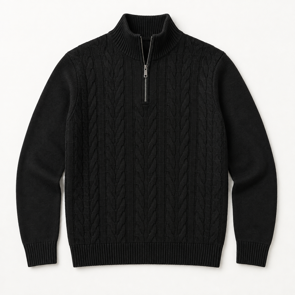 Dalton — Cable Half-Zip — Black
