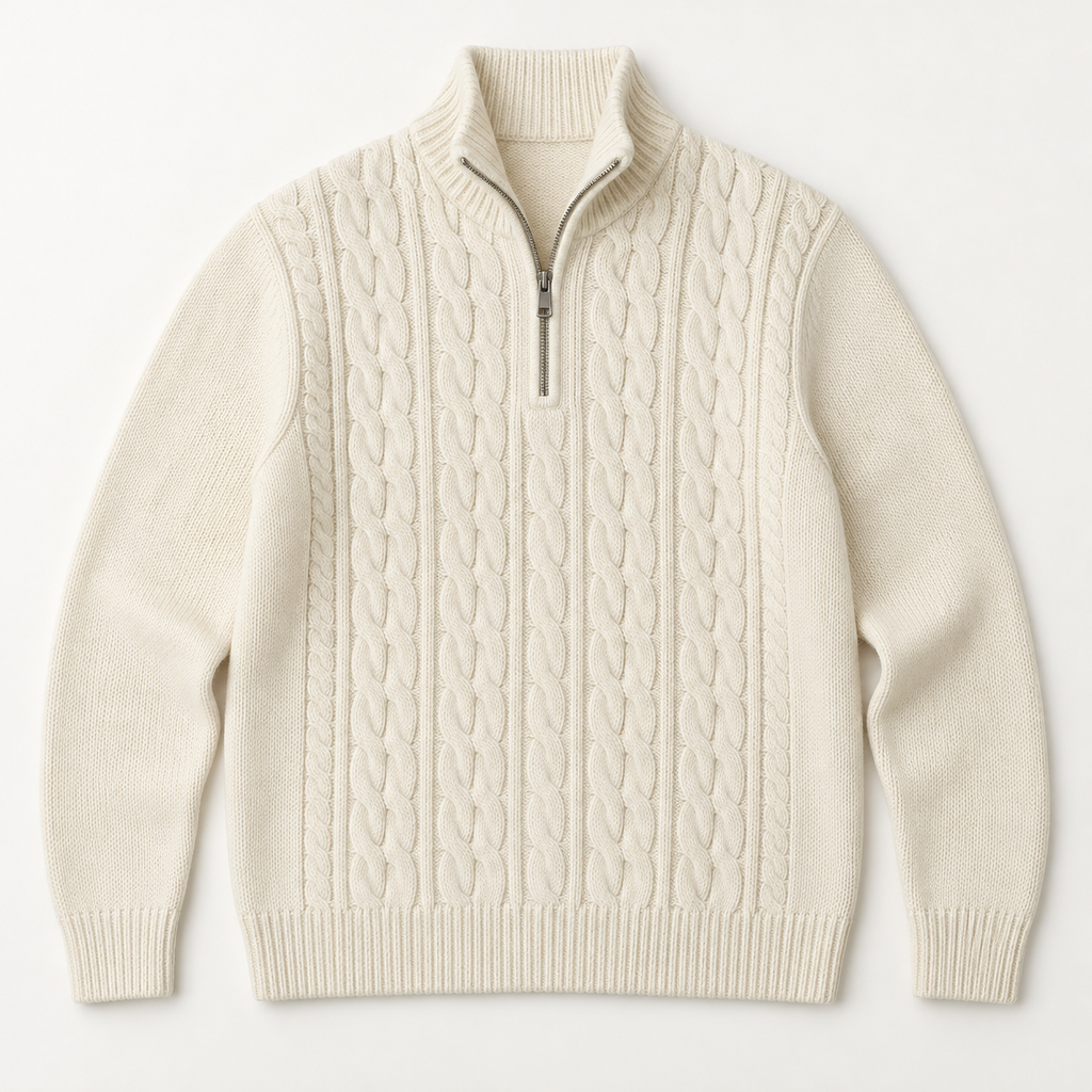 Dalton — Cable Half-Zip — Ivory