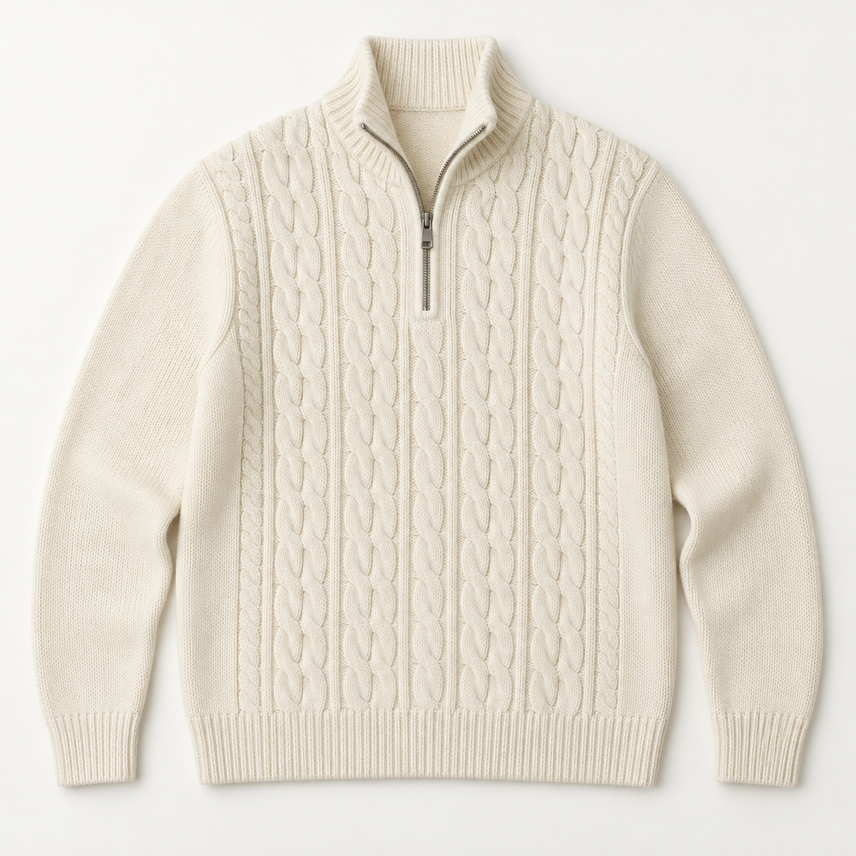 Dalton — Cable Half-Zip — Ivory