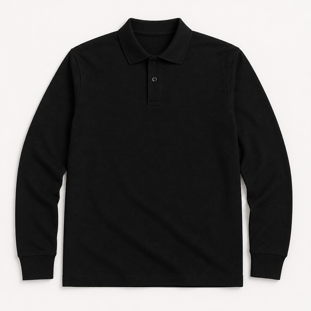 Fraser — Long Sleeve Polo — Black