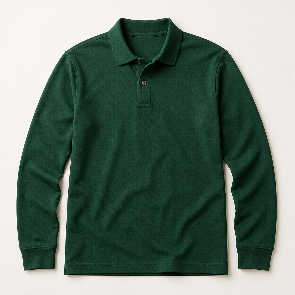 Fraser — Long Sleeve Polo — Forest