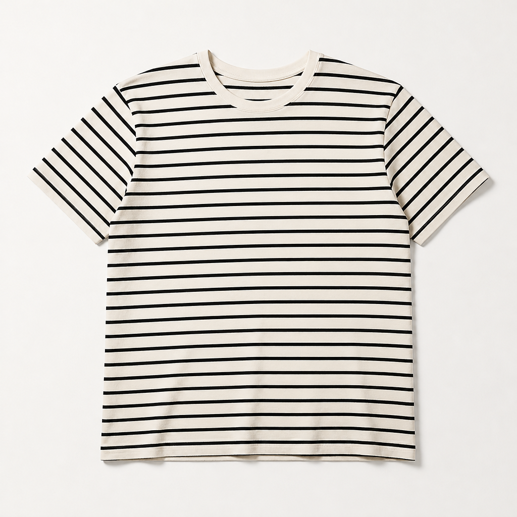Harlan — Striped Tee — Ecru & Black