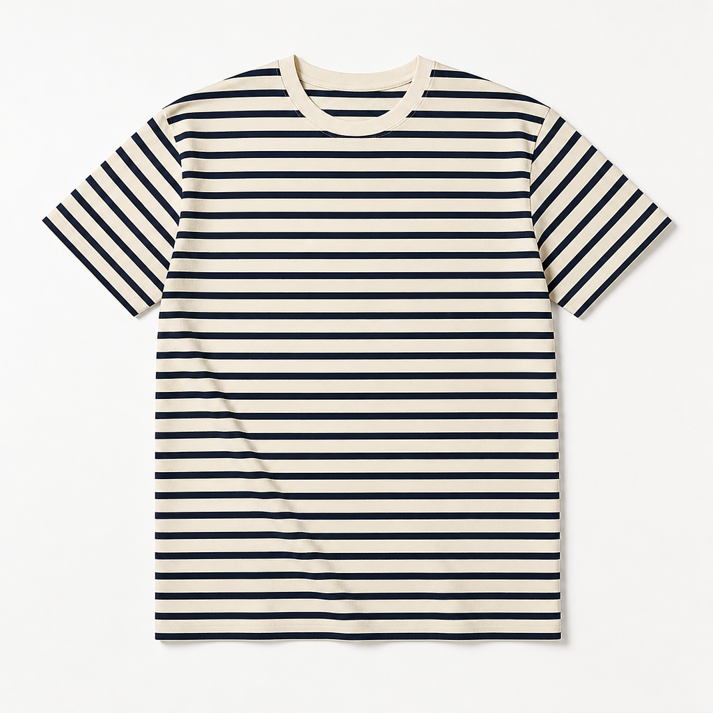 Harlan — Striped Tee — Ecru & Navy
