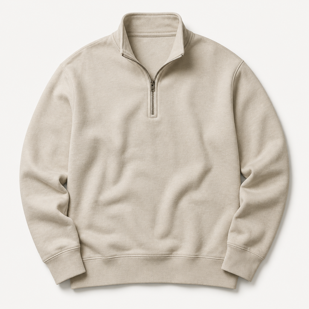 Lennox — Quarter-Zip Sweatshirt — Stone
