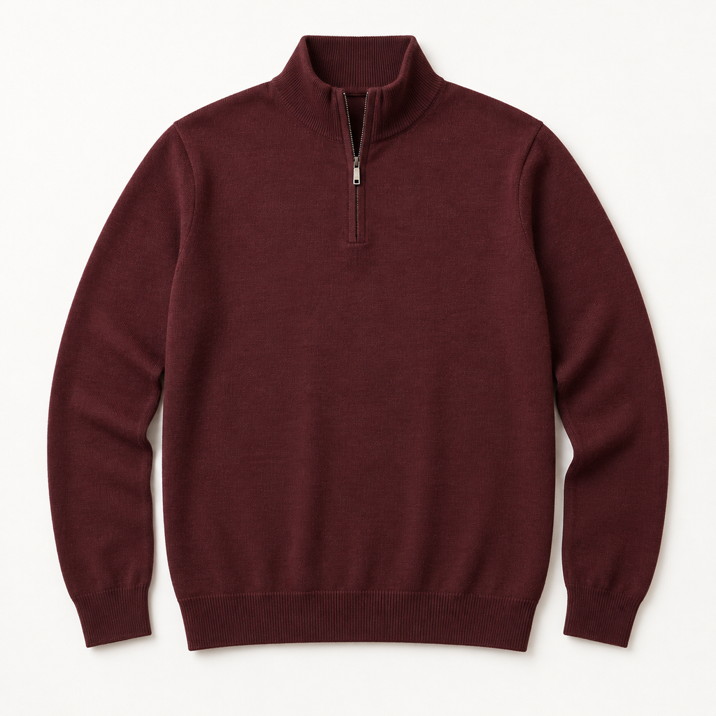 Mercer — Quarter-Zip Merino — Burgundy
