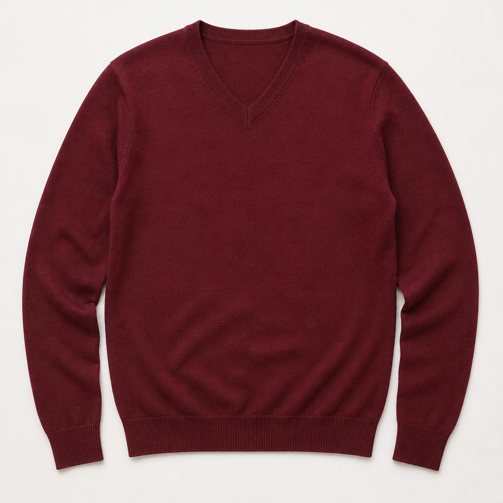 Rafferty — Merino V-Neck — Burgundy