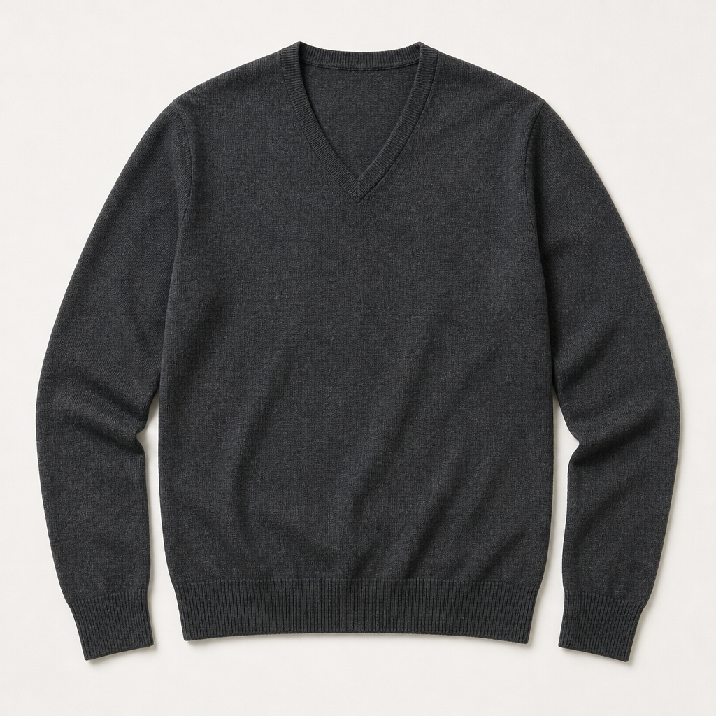 Rafferty — Merino V-Neck — Charcoal