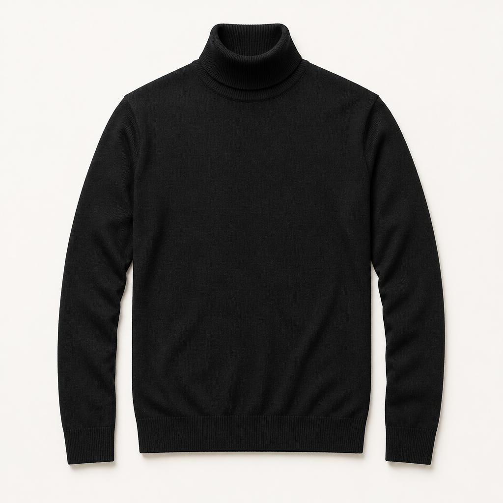 Sawyer — Merino Roll Neck — Black