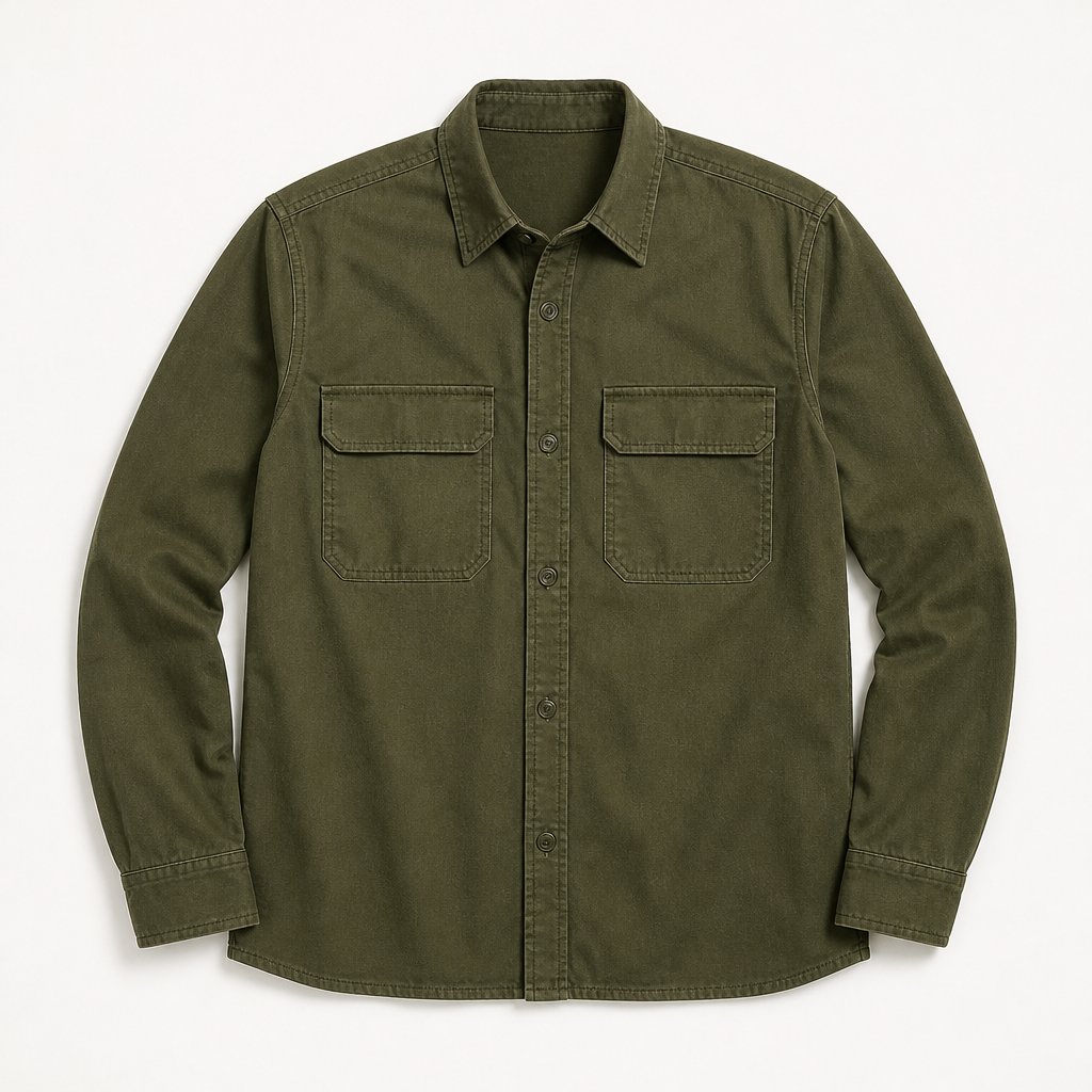 Zane — Twill Overshirt — Olive